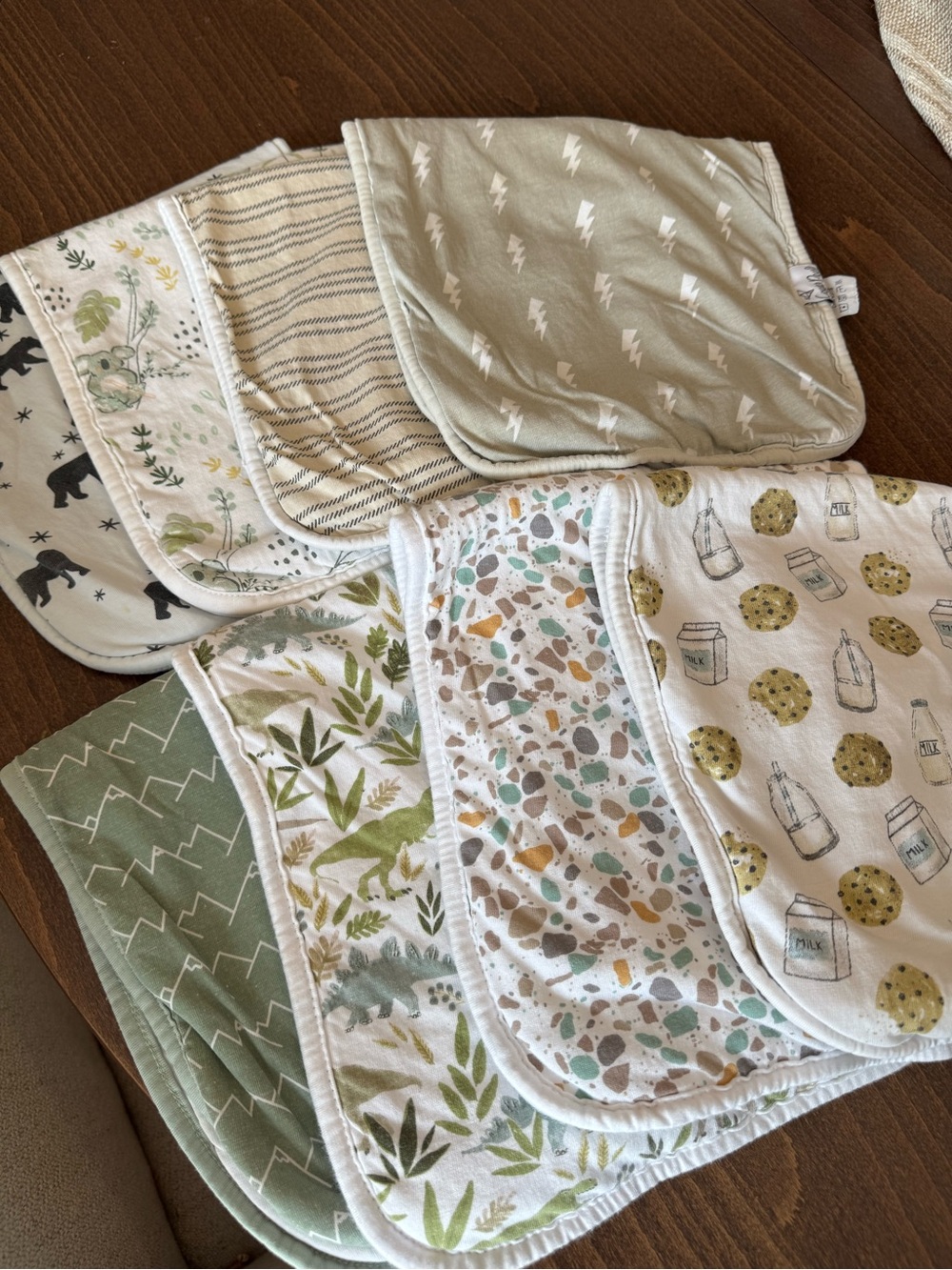 Copper Pearl Neutral Baby Burp Cloths - Pack of Assorted Prints